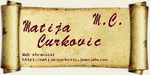 Matija Ćurković vizit kartica